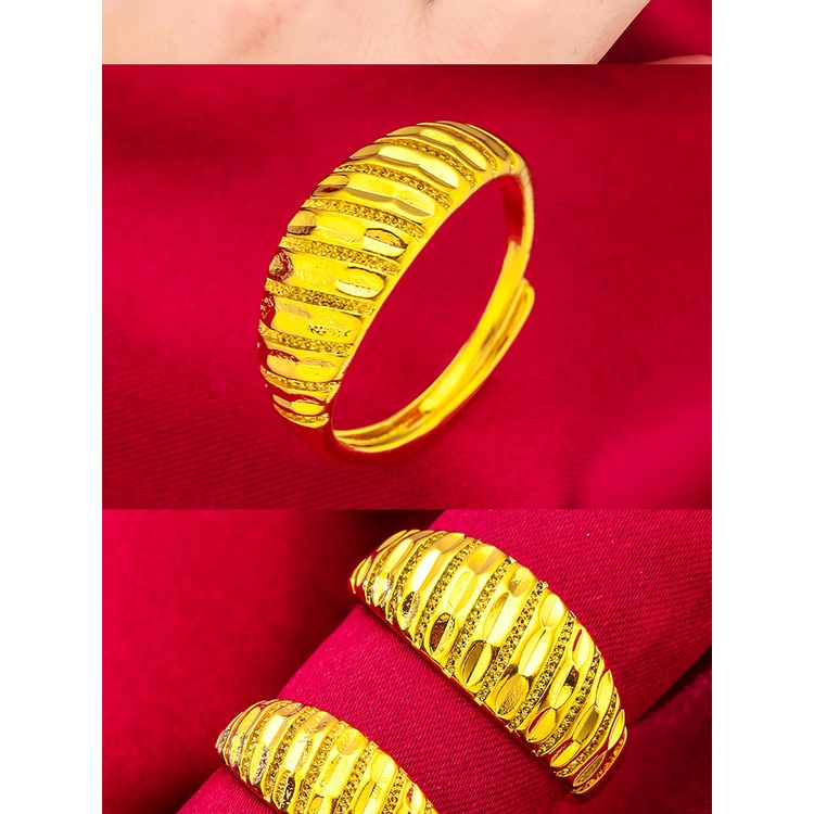 Goldkingdom Aksesoris Perhiasan Fashion Ready Stock Cincin Bergaris Pasangan Pria Dan Wanita Lapis Emas