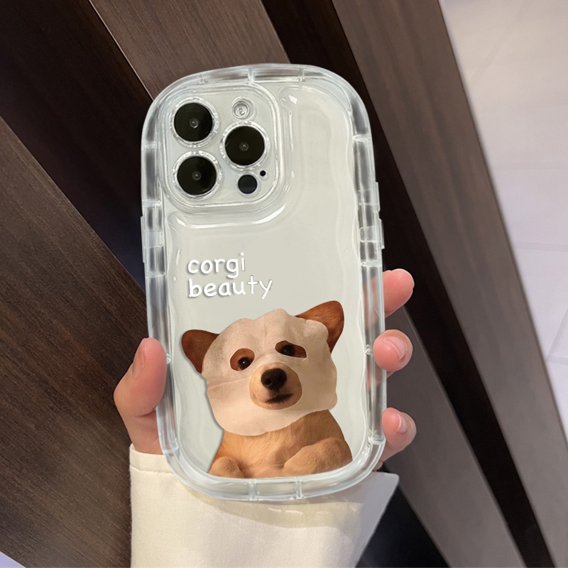 IPHONE Casing Ponsel Tahan Guncangan Anjing Lucu Kompatibel Untuk Iphone11 14 13 12 Pro XS Max Casing X XR 78 Plus Lembut Transparan TPU Silicone Cover