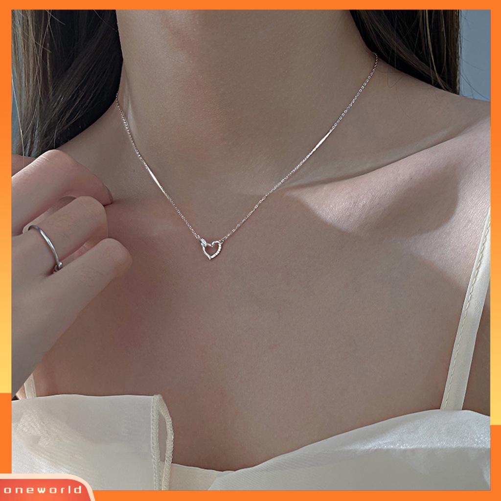 [EONE] Wanita Kalung Berlian Imitasi Mengkilap Hias Adjustable Semua Pertandingan Perhiasan Hadiah Berbentuk Hati Wanita Cinta Cincin Interlock Klavikula Rantai Kalung Untuk Pacaran