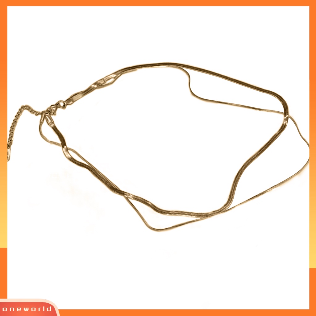 [EONE] Wanita Kalung Double Layer Multilayer Hias Perhiasan Hip Hop Rantai Ular Choker Necklace Untuk Pesta