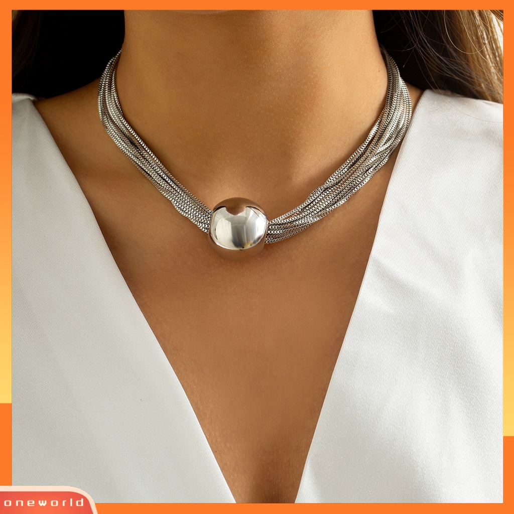 [EONE] Kalung Choker Berlebihan Geometris Bola Kepribadian Eropa Dan Amerika Temperamen Leher Dekorasi Aesthetic Punk Multi-layer Rantai Susun Kalung Perhiasan Aksesori