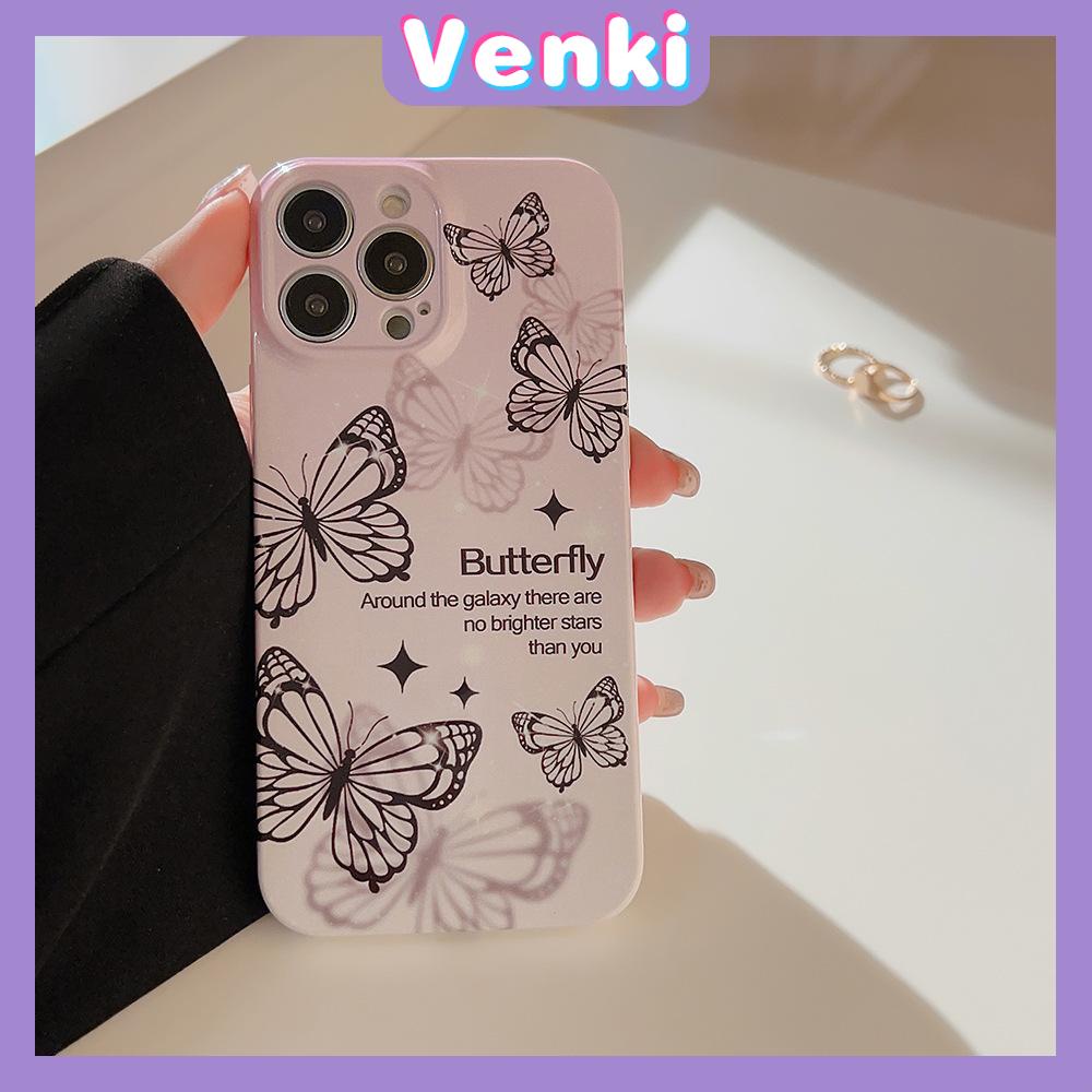 Venki - For iPhone 11 iPhone Case Black Glossy Soft Case TPU Shockproof Camera Cover Protection Butterfly Compatible with iPhone 14 13 Pro max 12 Pro Max xr xs max 7Plus 8Plus