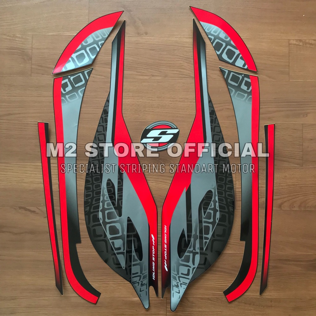 Striping stripping Honda scoopy 2019 sporty hitam full corak merah sticker stiker lis list body moto