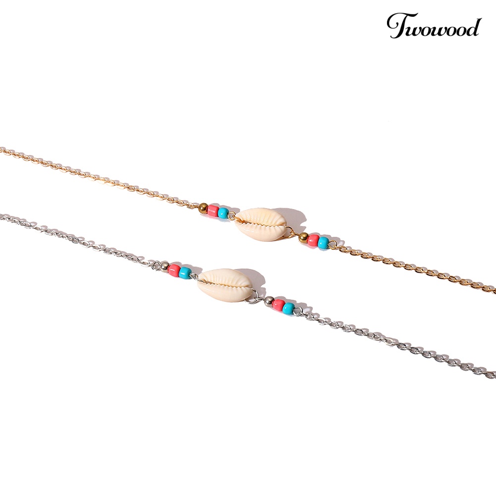 Twowood Musim Panas Pantai Bohemian Wanita Kerang Laut Pesona Manik-Manik Choker Kalung Perhiasan Hadiah