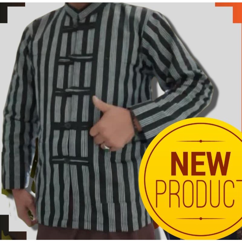 Lurik MOHENJODARO SURJAN BAJU ADAT HITAM PUTIH