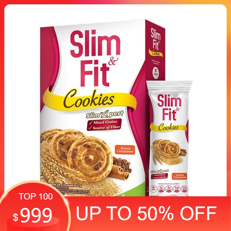 

Slimfit slim & fit Slim and Fit cookies dark chocolate raisin cinamon DIET 10 Sachet 22 gram