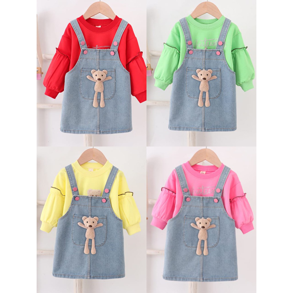 Terlaris BAJU ANAK PEREMPUAN OVERALL ANAK KOMBI SWEATER LENGAN BALON IMPORT TERBARU