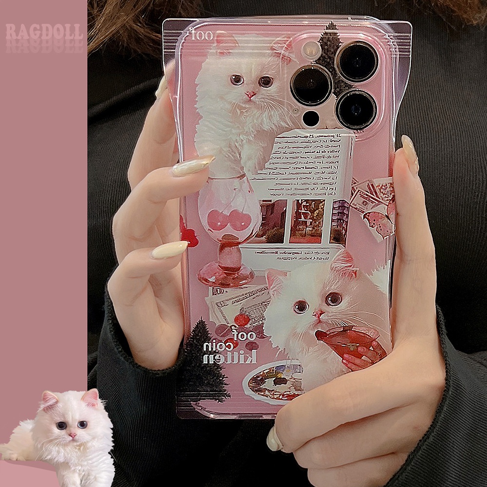 Ins Pink Cat Phone Case Phone Cover Kompatibel Untuk iphone 11Promax 12 13pro 14Promax Casing Pelindung