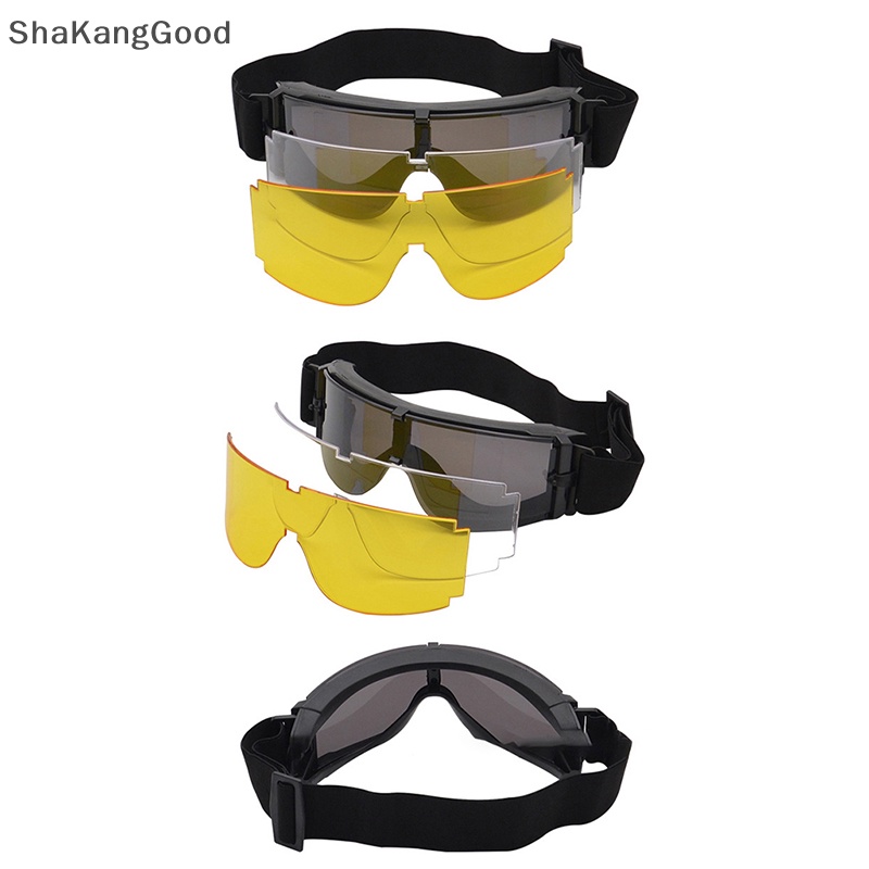 Skid Army Tactical Glasses Kacamata Paintball Shoog Kacamata Tahan Angin Military Tactical Goggles Kacamata Perlindungan Anti UV SKK