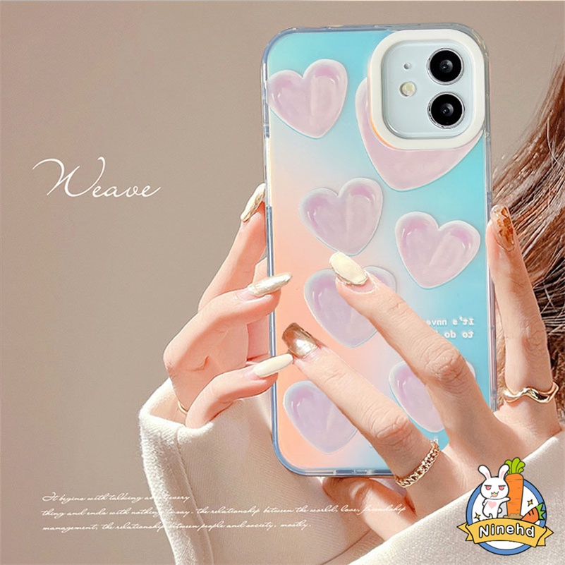 IPHONE Casing Kompatibel Untuk Iphone14 13 12 11 Pro Max X Xr Xs Max8 7 6 Plus SE 2020 Ins Dream Pearl Love Laser Phone Case Anti Jatuh Silikon Bening Dua Lapisan Casing Cover Pelindung