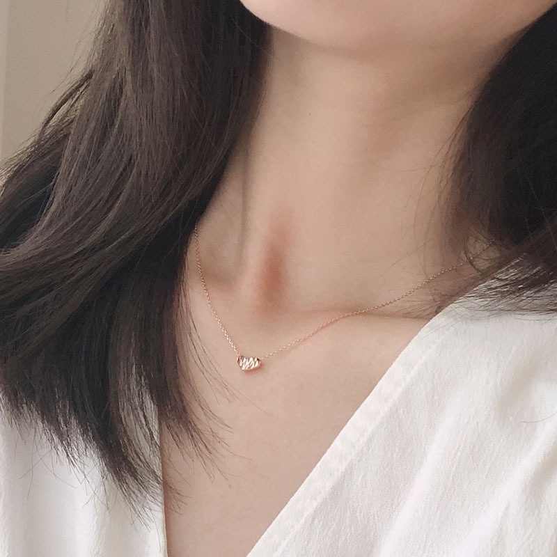 Goldkingdom Fashion Perhiasan Aksesoris Ready Stock Cinta Kalung Temperamen Minimalis Rose Gold Berbentuk Hati Liontin Serbaguna Kerah Kalung Untuk Wanita