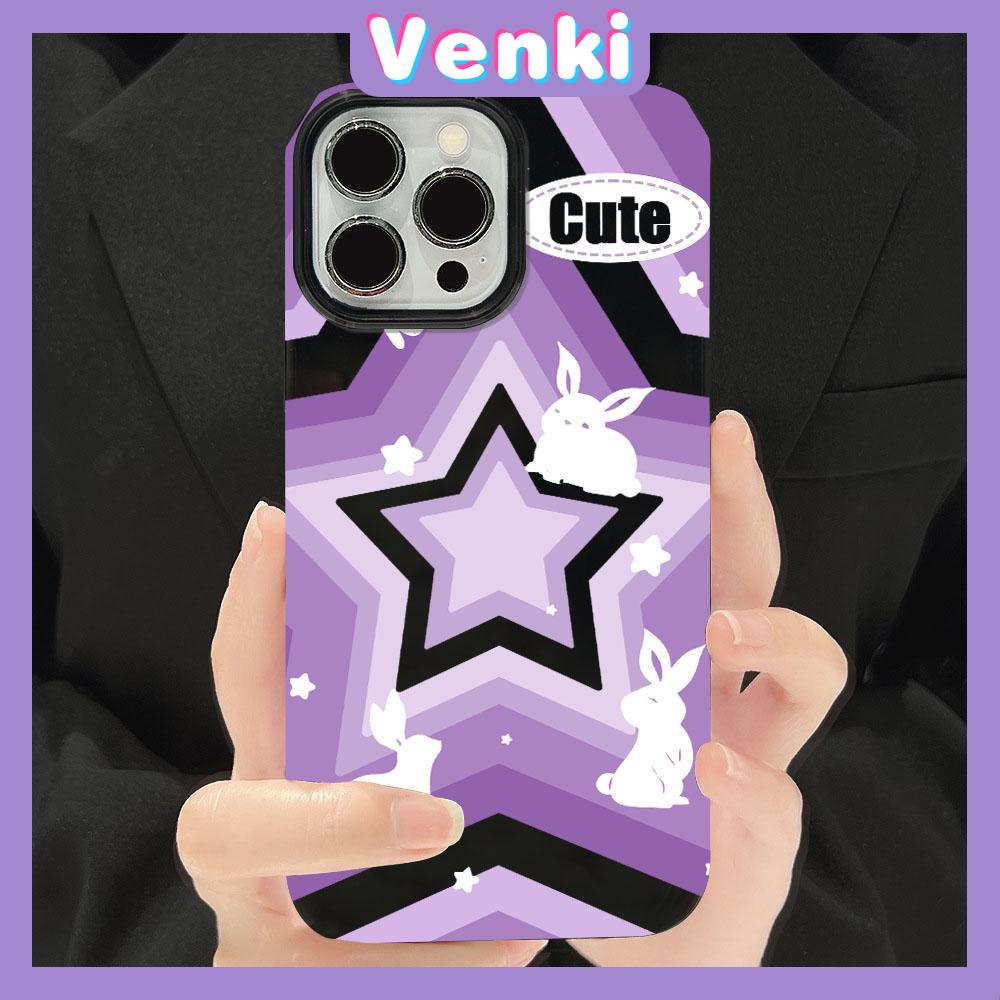 VENKI - For iPhone 11 iPhone Case Black Glossy TPU Soft Case Shockproof Protection Camera Cool Purple Pink Stars Compatible with iPhone 14 13 Pro max 12 Pro Max xr xs max 7 8Plus