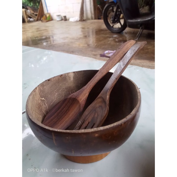 Sendok Garpu Kayu Cekung Set