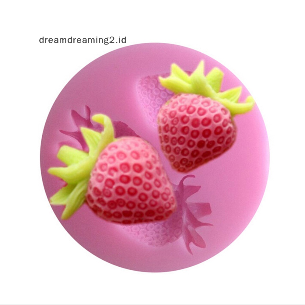 (drea) Cetakan Silikon Fondant Cake Coklat Decorag Baking Soap Mold Strawberry//