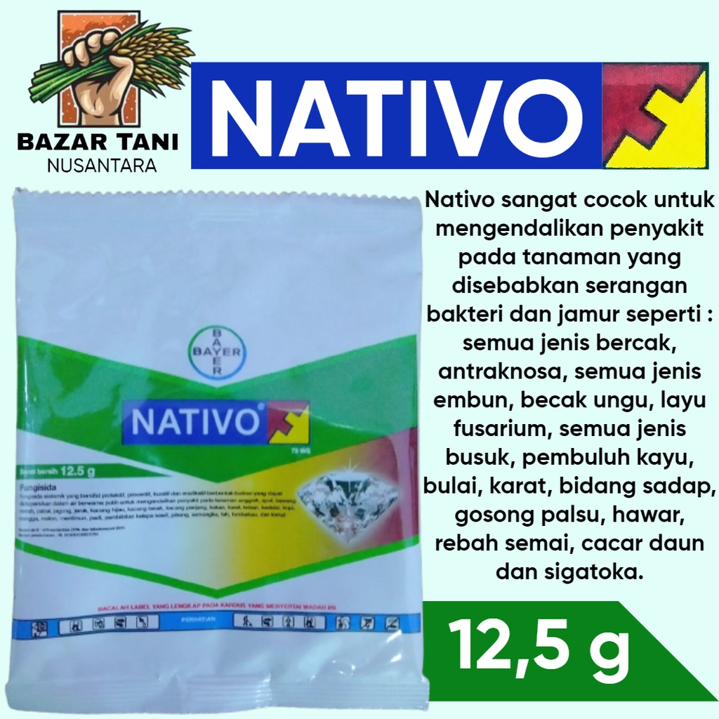 NATIVO 75WG FUNGISIDA 12,5  GRAM NATIFO BAYER Bahan aktif: tebukonazol 50 % + trifloksistrobin 25 %