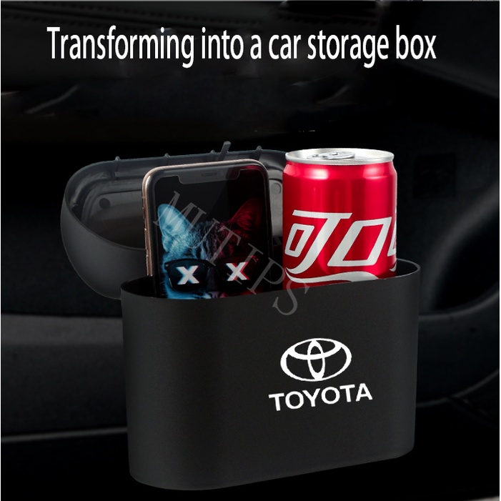 Tempat Sampah Mini Portable Mobil Toyota Gantung Tutup Flip Dustbin Back Seat Waterproof ABS Storage Box Organizer Untuk Avanza Veloz Rush Kijiang Innova Yaris Agya Razie Corolla Cross b