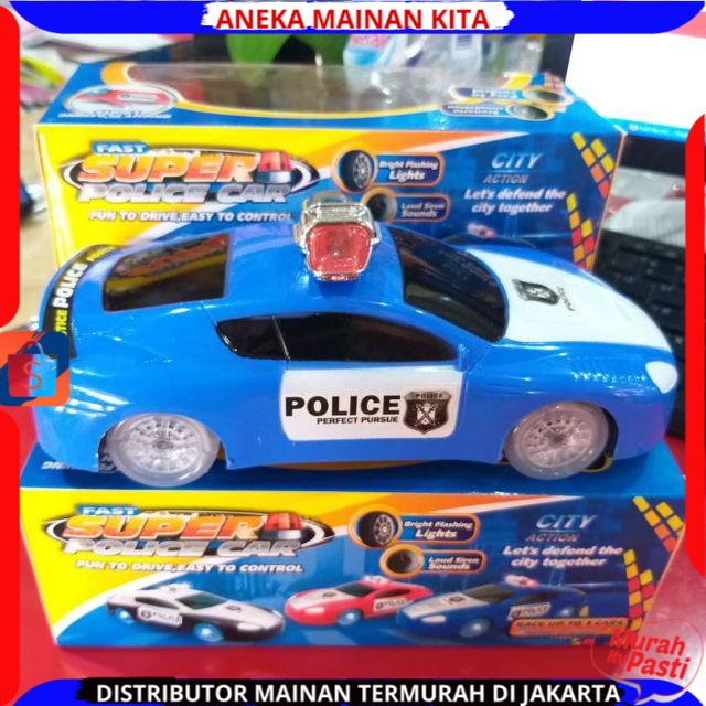 Mainan Anak Mobil Polisi baterai Super Police Car Ada Musik Dan Ban BerLampu / Mainan Anak Laki Laki BerSNI Murah