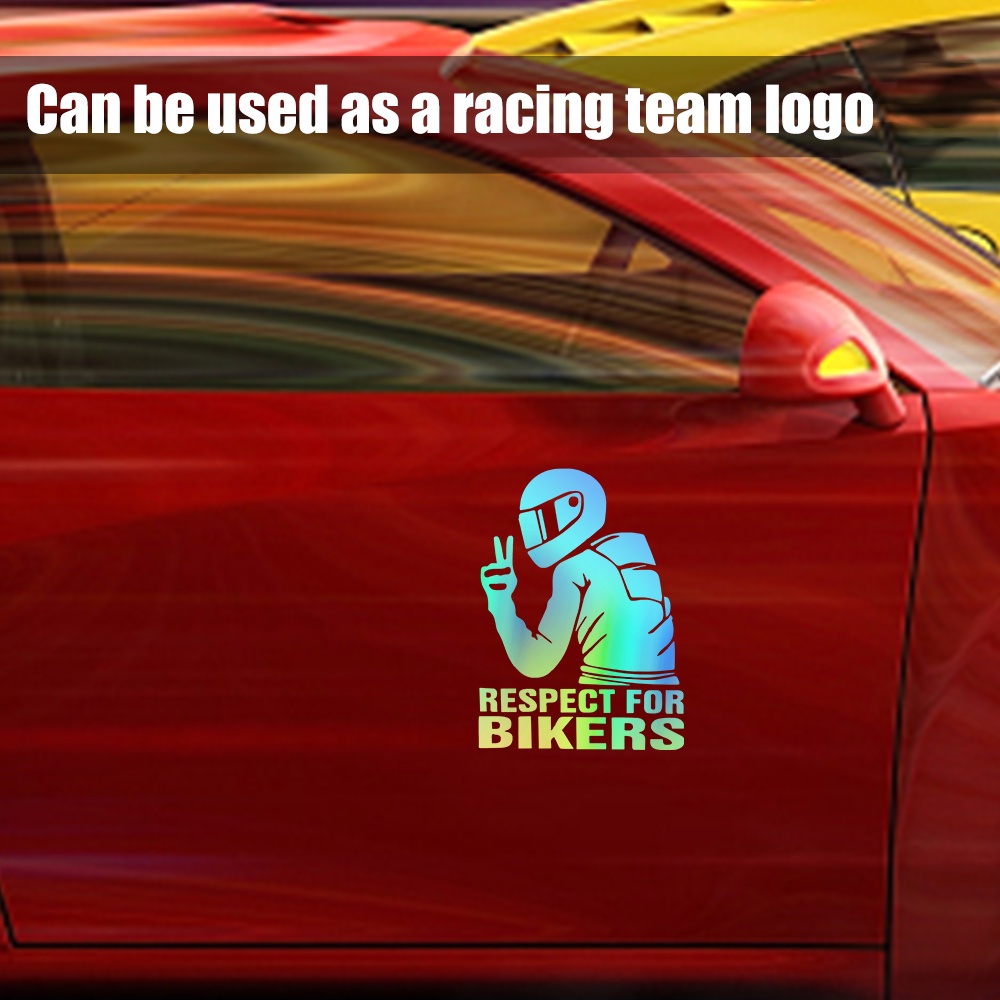 [Harga Grosir] Personal &quot;Respect for Bikers&quot; Text Stiker Mobil Motor/Trend Cool Self-Adhesive car Stickers/Stiker Dekorasi Mobil Elektrik