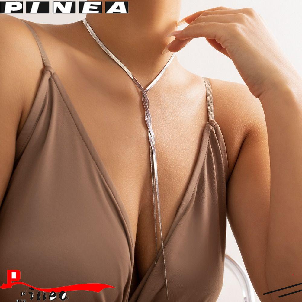 Nanas Ular Rantai Panjang Menenun Hadiah Adjustable Flat Link Choker