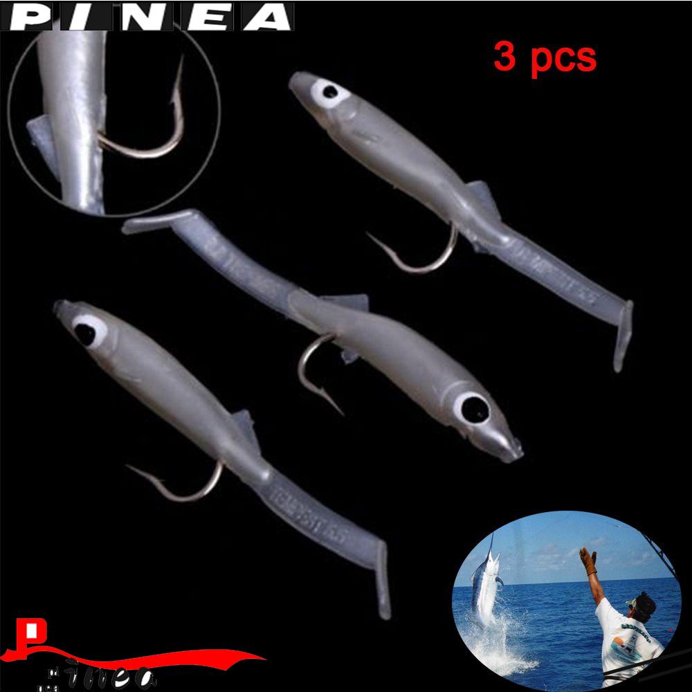 Nanas 3pcs/lot Umpan Pancing Dengan Kait Bass Belut Silikon Buatan