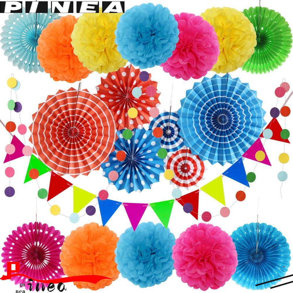 Nanas 6pcs/set Kipas Kertas Bunga Hiasan Gantung Dekorasi Festival Natal Ulang Tahun Party Decor Tissue Paper