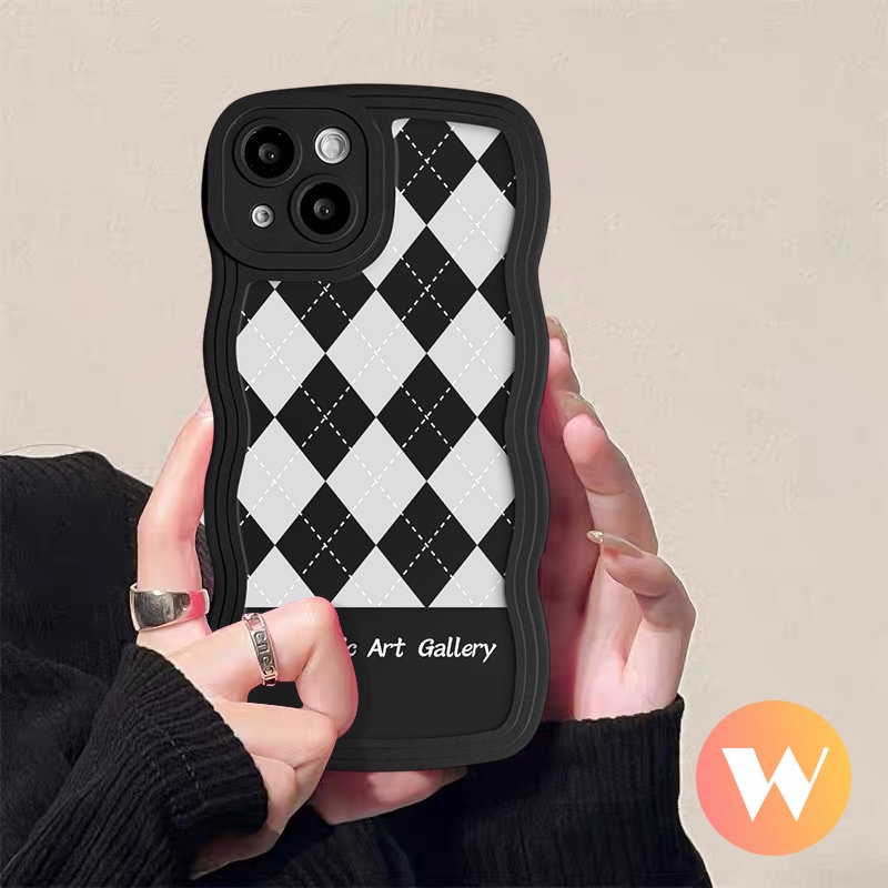 Wavy Edge Soft Case for Infinix Hot 12i 11s 8 9 12 Pro 10 20 20s 10Lite 10s Smart 5 6 4 Plus Hot 9 10 12 11 Play Note 10 Pro 12 G96 Checkerboard Diamond Grid Cover