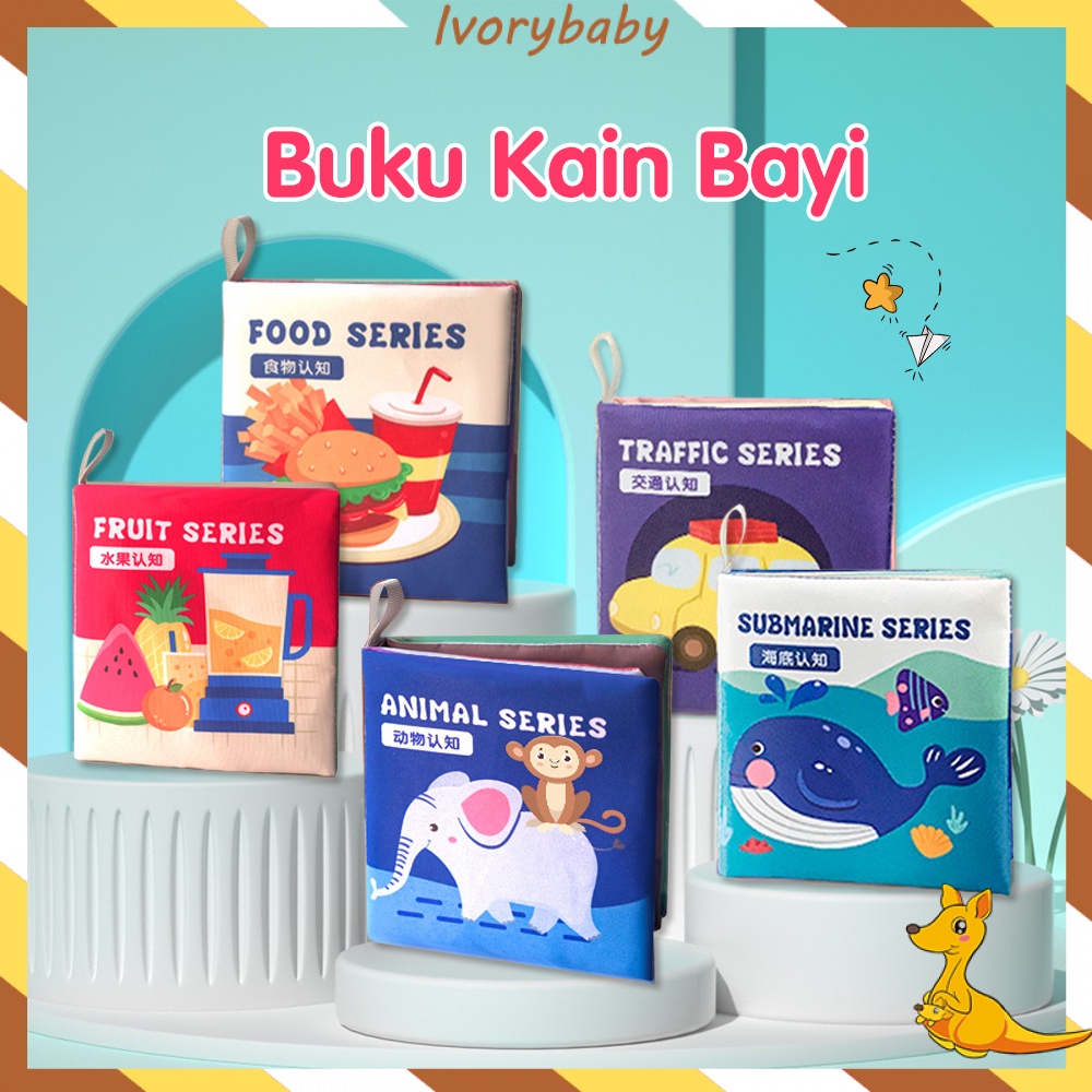 Ivorybaby Buku bantal edukatif mainan bayi Soft book kecil buku bayi Buku kain