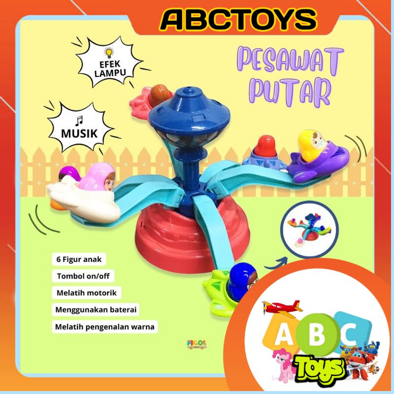 [ Free Batrai ] Mainan Anak-anak Wahana Bermain Batrai / Mainan Amusement Park Rotary Airplane / Mai