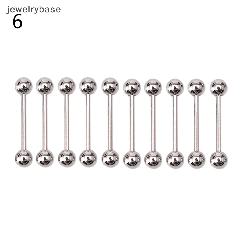 [jewelrybase] 10 Pcs Stainless steel Bola Lidah Pusar Nipple Barbel Rings Bar Body Boutique