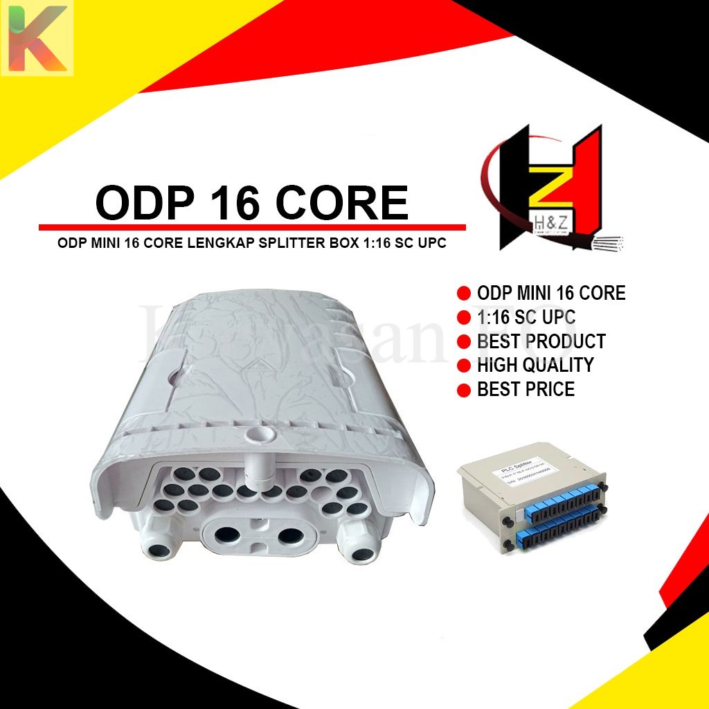 ODP 16 Core Mini Lengkap Box Splitter 1:16 SC UPC/ Odp Mini 16 Core Fiber Optik FTTH