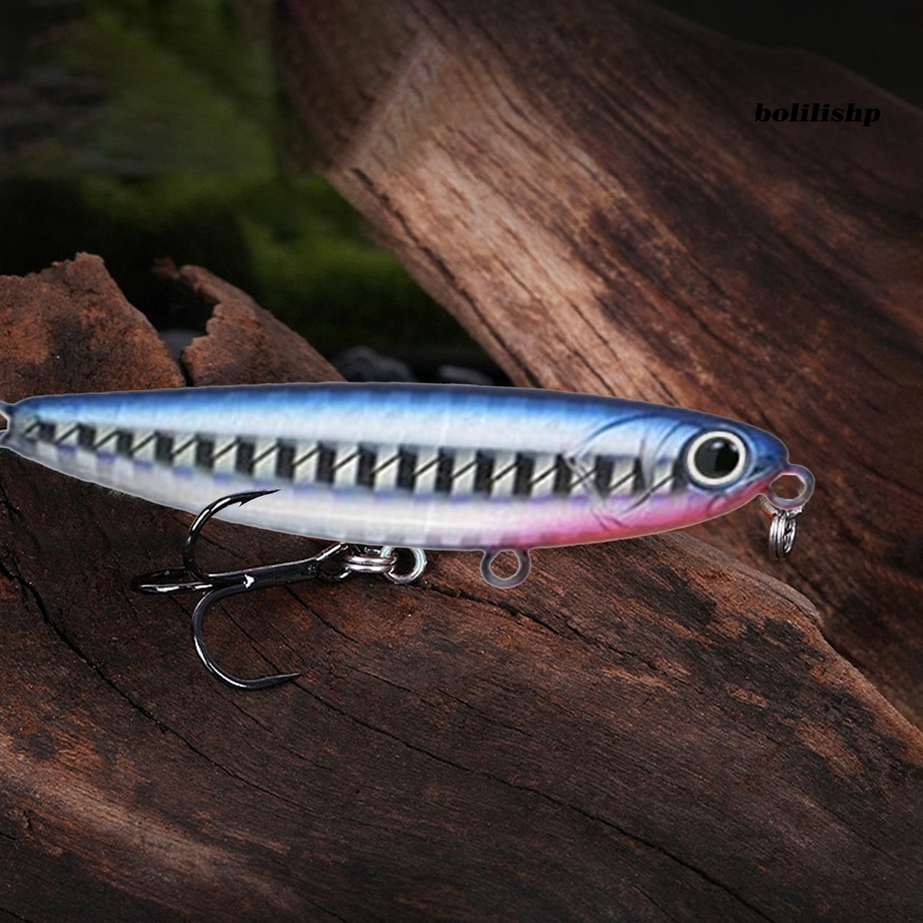 Bo-6cm/6g Umpan Umpan Simulasi Realistis Treble Hook 3D Lukisan Angling Jalan Umpan Pensil Laut Memancing Umpan Perlengkapan Memancing
