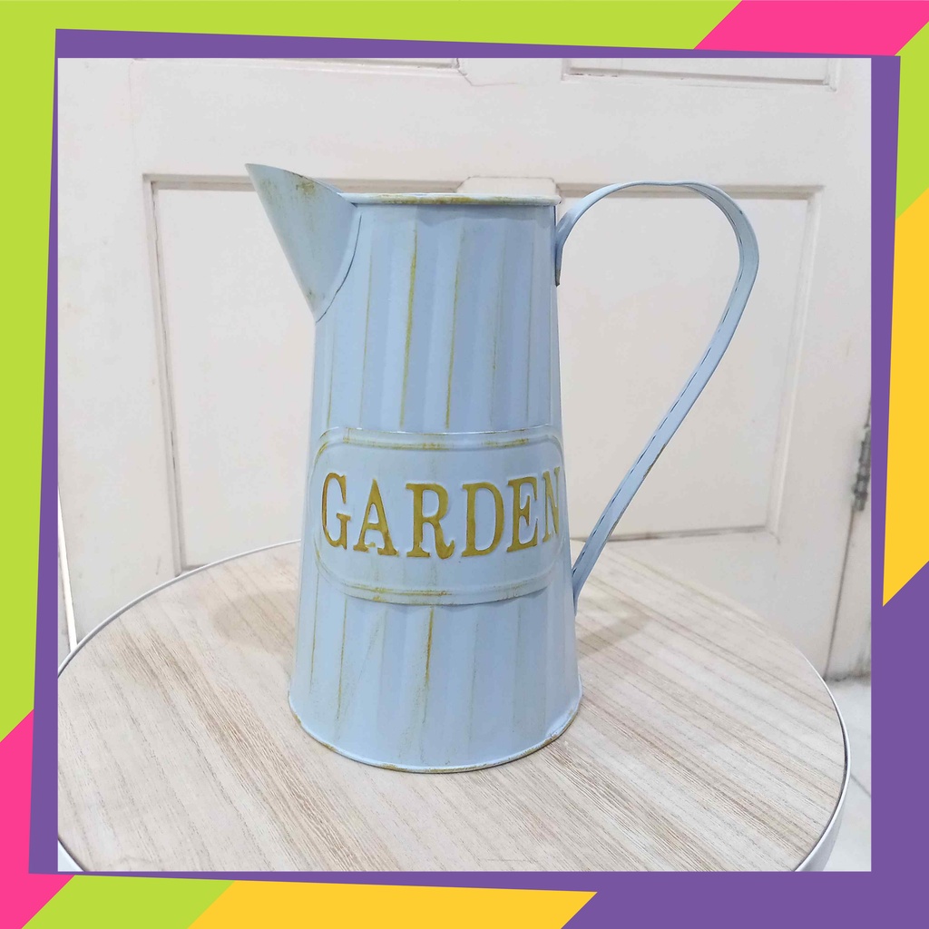 1867 / Pot bunga teko kaleng dekorasi / Vas bunga hias tanaman artificial