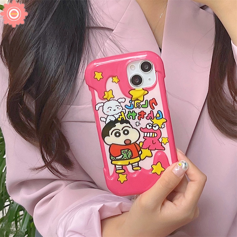 IPHONE Case Es Krim 3D Korea Kompatibel Untuk Iphone11 14 13 12 Pro Max 7Plus 8Plus XR 7 8 Plus X XS Max SE 2020 Lucu Pochacco Kuromi Hello Kitty Kartun Crayon Shin-chan Soft Cover