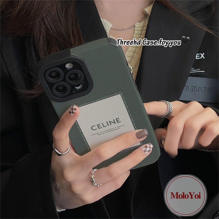 IPHONE Casing Stiker Tekstur Kulit Mewah Tpu Shockproof Kompatibel Untuk Iphone11 Pro MAX 7Plus 11 12 14 13 Pro MAX XR XS X Max7 8 Plus Merek Trendi C.E.L.I.N.E Soft Phone Cover