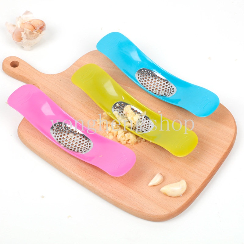 Kreatif Manual Garlic Press Arc Shaped Ginger Penghancur Bawang Putih Masher Graters Alat Masak Dapur Warna Acak