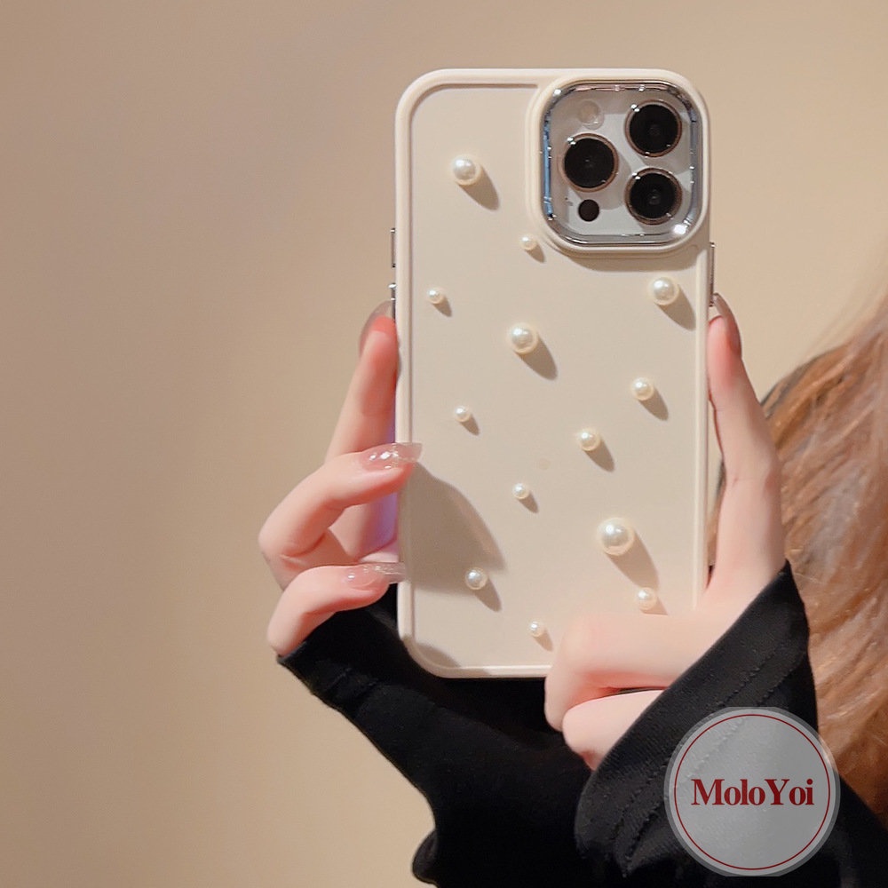 3d Pearl Electroplate Romantic Starry Sky Case Kompatibel Untuk IPhone 7Plus 13 14 12 Pro MAX 11 Pro MAX 14 7 8 Plus XR X 8plus XS MAX Mewah Simple Plating Shockproof Soft TPU Case