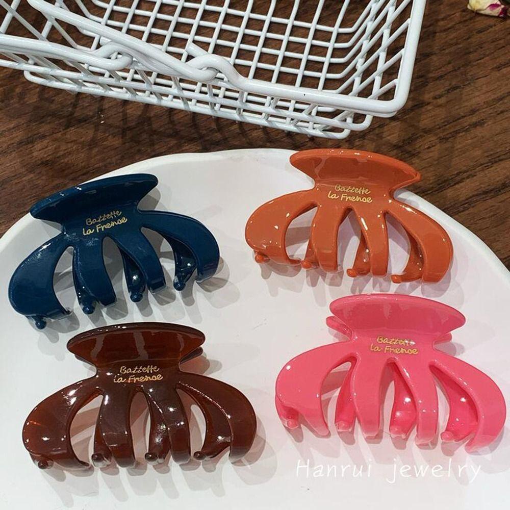 AUGUSTINA Acetic Acid Hair Claw Lucu Geometris Sederhana Untuk Gadis Hiu Klip Hiasan Kepala Piring Klip Ponytail Holder Hiasan Kepala Wanita Klip Rambut