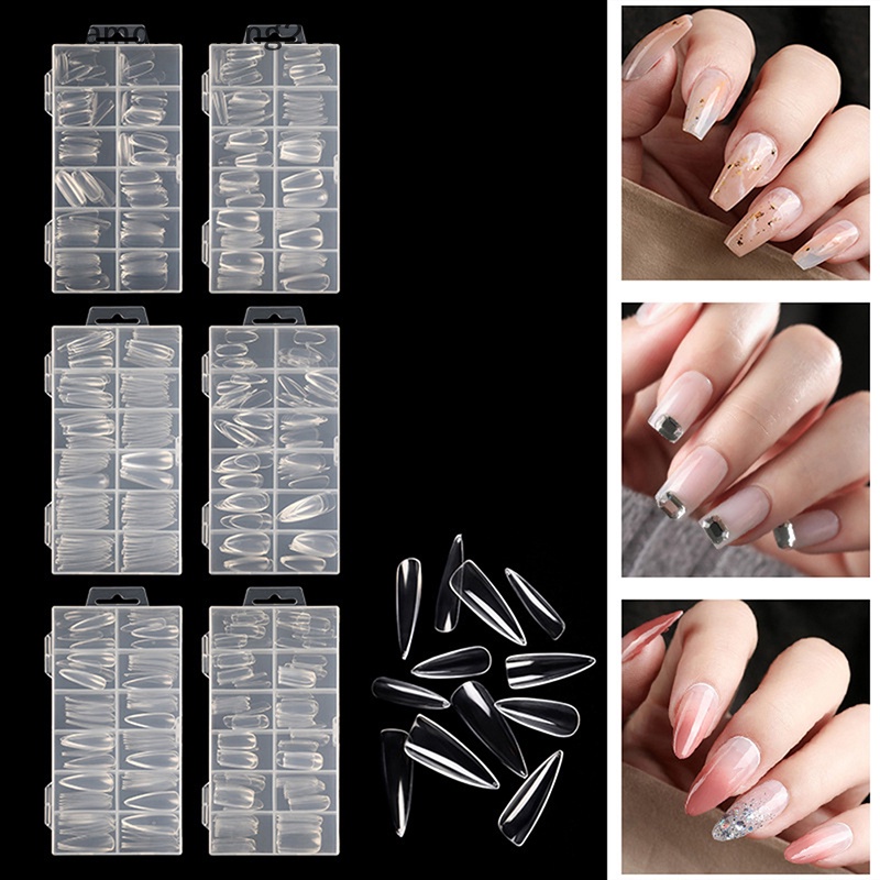 (drea) 120pcs Poly Nail Gel Kuku Bentuk Ganda Ekstensi Jari UV Alat Tips Kuku Tukang//