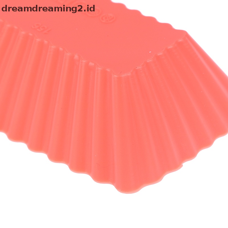 (drea) 6pcs Mini Muffin Cup Persegi Panjang Silikon Muffin Cake Cetakan Kue Aksesoris//