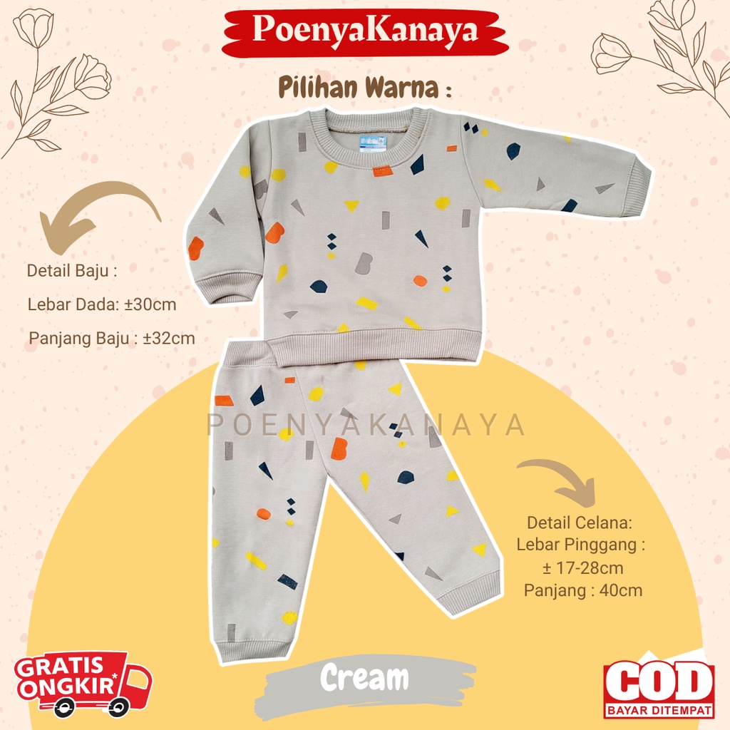 Setelan Sweater Jaket Bayi Anak Panjang POLYGON HBc Size 6-18 Bulan SPY78