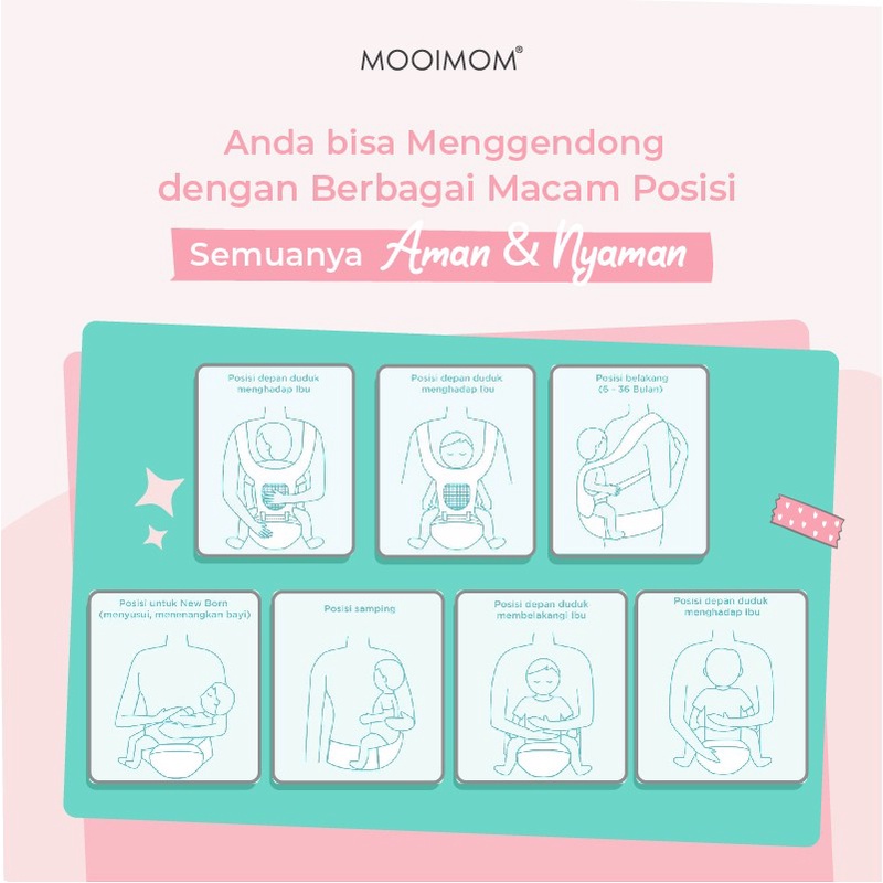 Mooimom - Casual Hipseat Carrier 3-36m | Gendongan Bayi Depan | Grey