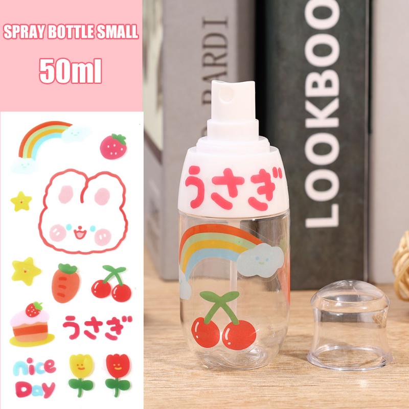 50ml Lucu Portabel Lotion Refill Bottle Transparan Reusable Liquid Sub-Botoltling Botol Semprot Isi Ulang Dengan Stiker Wadah Kosmetik Atomizer Travel Tool