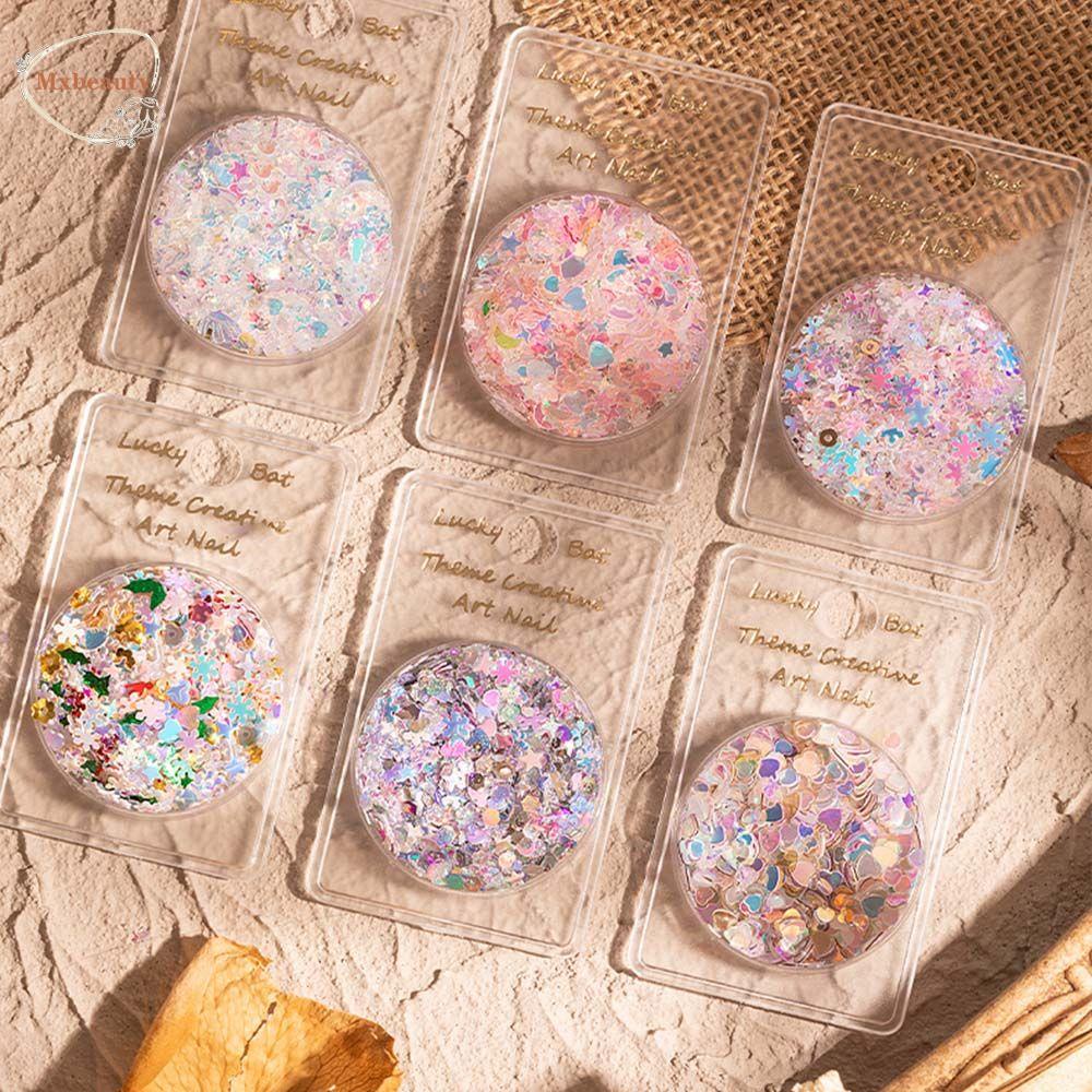 Mxbeauty 3D Stiker Kuku Fashion Pesona Nail Art Ornamen Snowflake Hias Confetti Pentagram Kuku Payet
