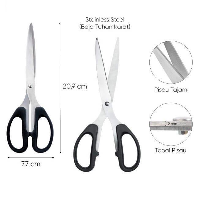 Gunting Kertas Tajam Stainless Besar 8.5 Inch 8.5&quot; Scissors sc 848 185
