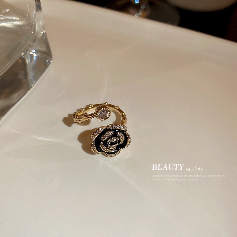 Korea Fashion Elegan Wanita Enamel Cincin Kupu-Kupu Opal Berlian Imitasi Mutiara Ring Untuk Aksesoris Perhiasan Wanita