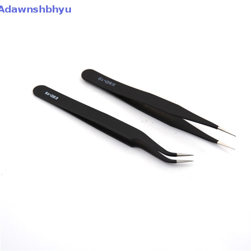 Adhyu 2Pcs /set Pinset Lurus Lengkung Hitam Anti-Statis Baru Fashion Tools ID