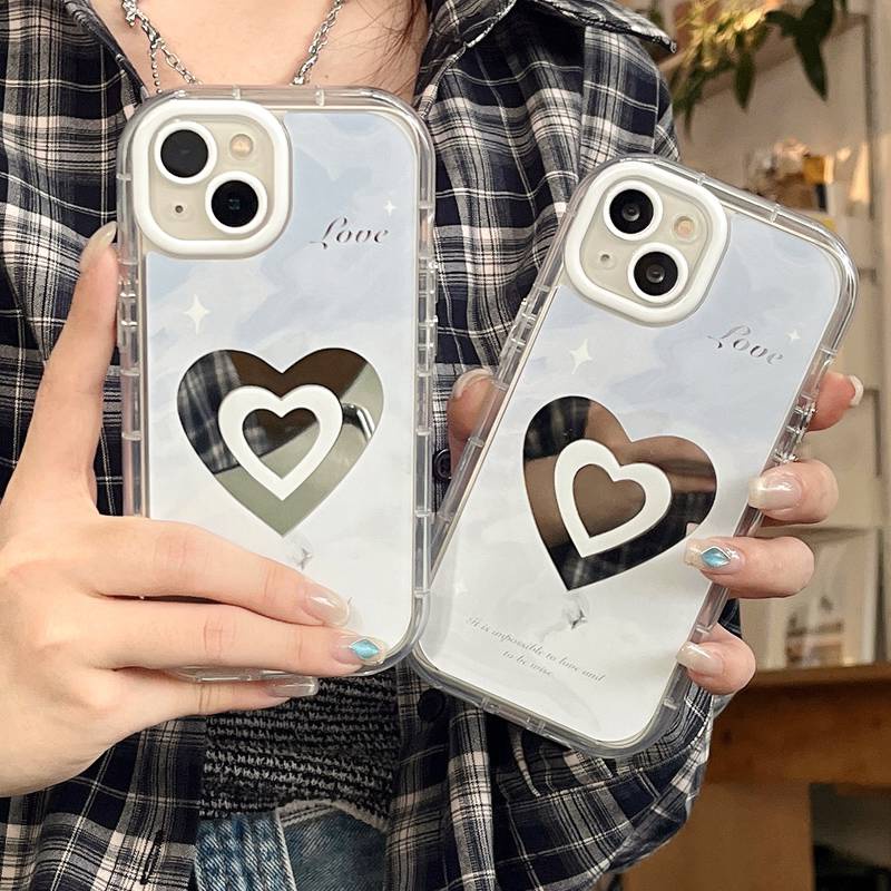 【Ice Cream Mirror】Air Bag Pretty Baby Blue Love Soft Case IPhone 11 12 13 14 Pro Max Women's Gift Cute Phone Case Make up