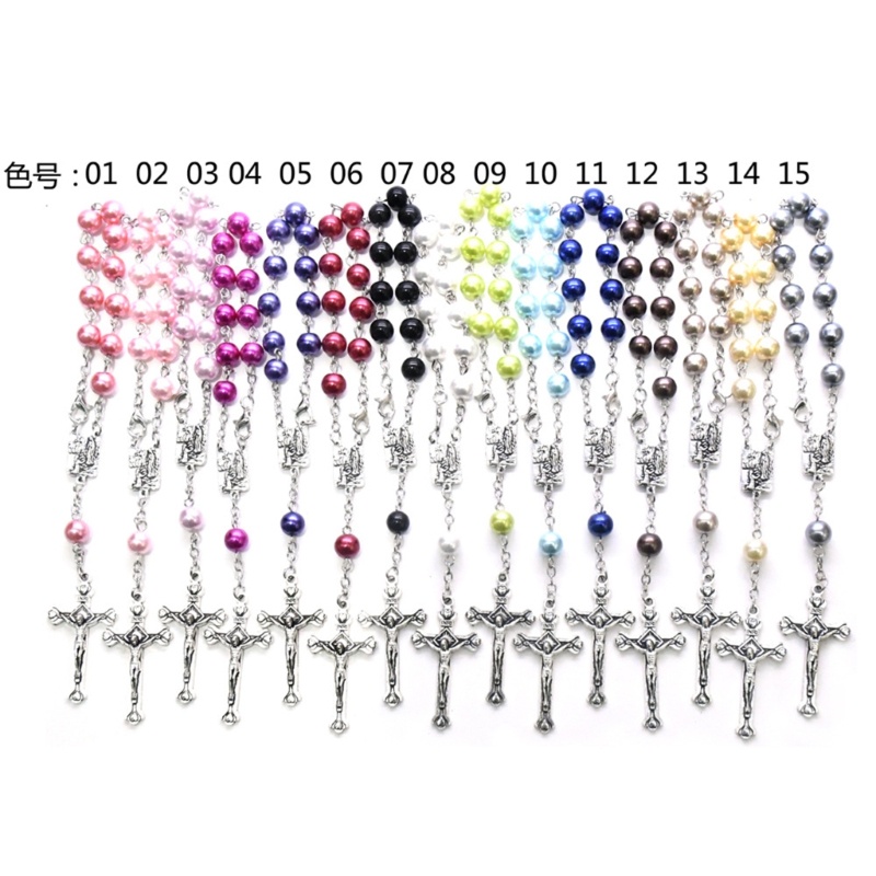 Siy Rosario Mini Baptis Favor 11-Bead Pearl Finger Rosaries Weddings Party Favor Baptis Rosario Jari Baptis Rosaries