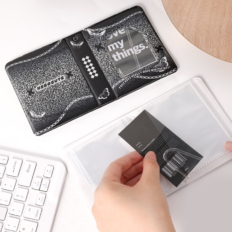 3inci INS Gaya Kreatif Hitam Putih Cetak Melubangi Album Foto Penyimpanan Foto Koleksi Buku Plug-in Portable Mini Photocard Holder