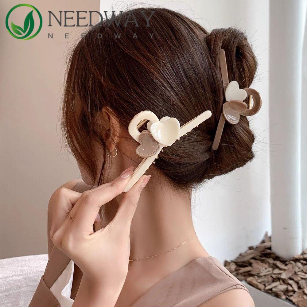 Needway   Wanita Cakar Rambut Heardress Vintage Jantung Rambut Jepit Silang Hiasan Kepala Ponytail Holder